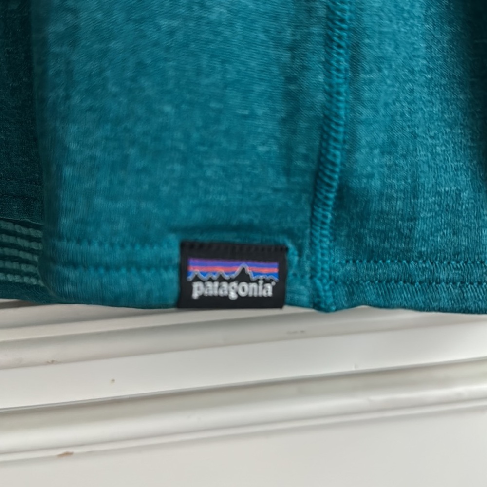 Patagonia teal hoodie, worn once, size small, euc - Picture 2 of 3